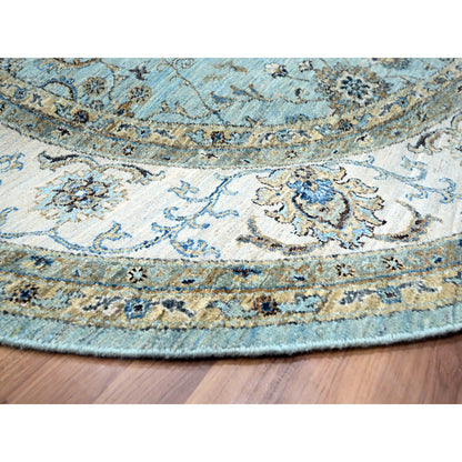 Oushak And Peshawar Wool Hand Knotted Rug Blue 7.11x8.0 -O076140