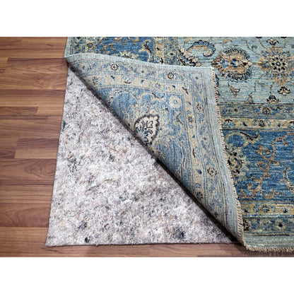 Oushak And Peshawar Wool Hand Knotted Rug Blue 8.0x8.0 -O076141