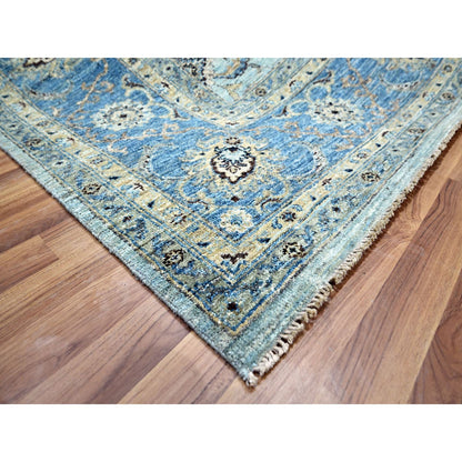 Oushak And Peshawar Wool Hand Knotted Rug Blue 8.0x8.0 -O076141