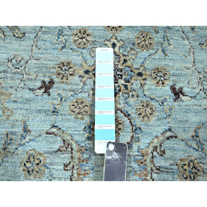 Oushak And Peshawar Wool Hand Knotted Rug Blue 8.0x8.0 -O076141
