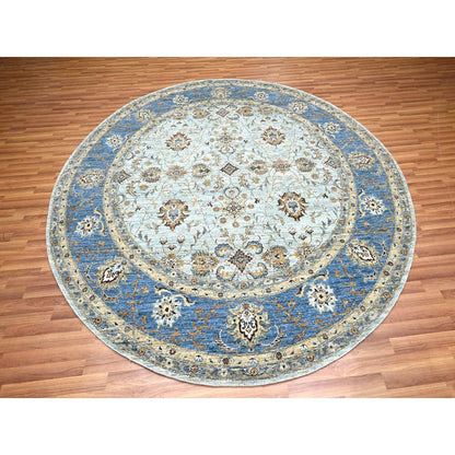 Oushak And Peshawar Wool Hand Knotted Rug Blue 8.11x9.0 -O076142