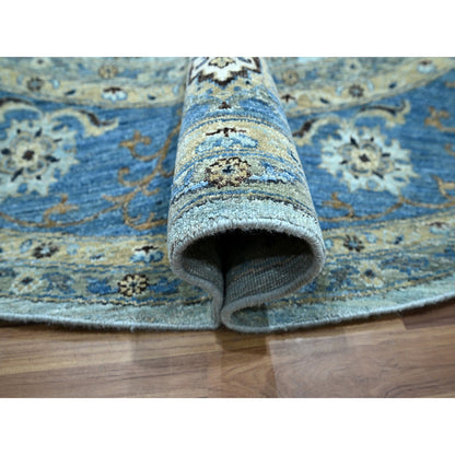 Oushak And Peshawar Wool Hand Knotted Rug Blue 8.11x9.0 -O076142