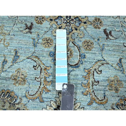 Oushak And Peshawar Wool Hand Knotted Rug Blue 8.11x9.0 -O076142