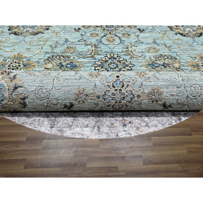 Oushak And Peshawar Wool Hand Knotted Rug Blue 7.1x7.2 -O076143