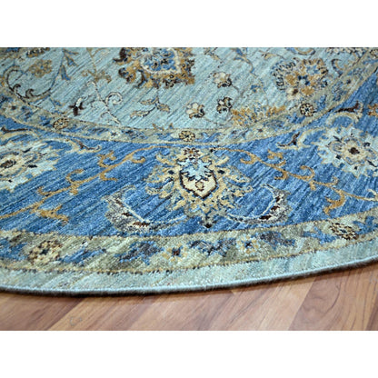 Oushak And Peshawar Wool Hand Knotted Rug Blue 7.1x7.2 -O076143