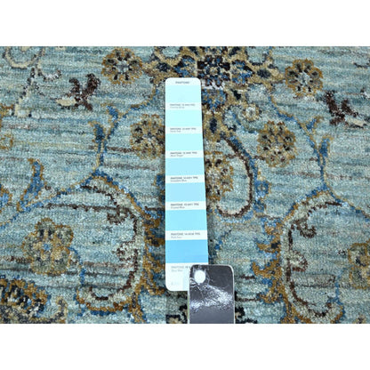 Oushak And Peshawar Wool Hand Knotted Rug Blue 7.1x7.2 -O076143