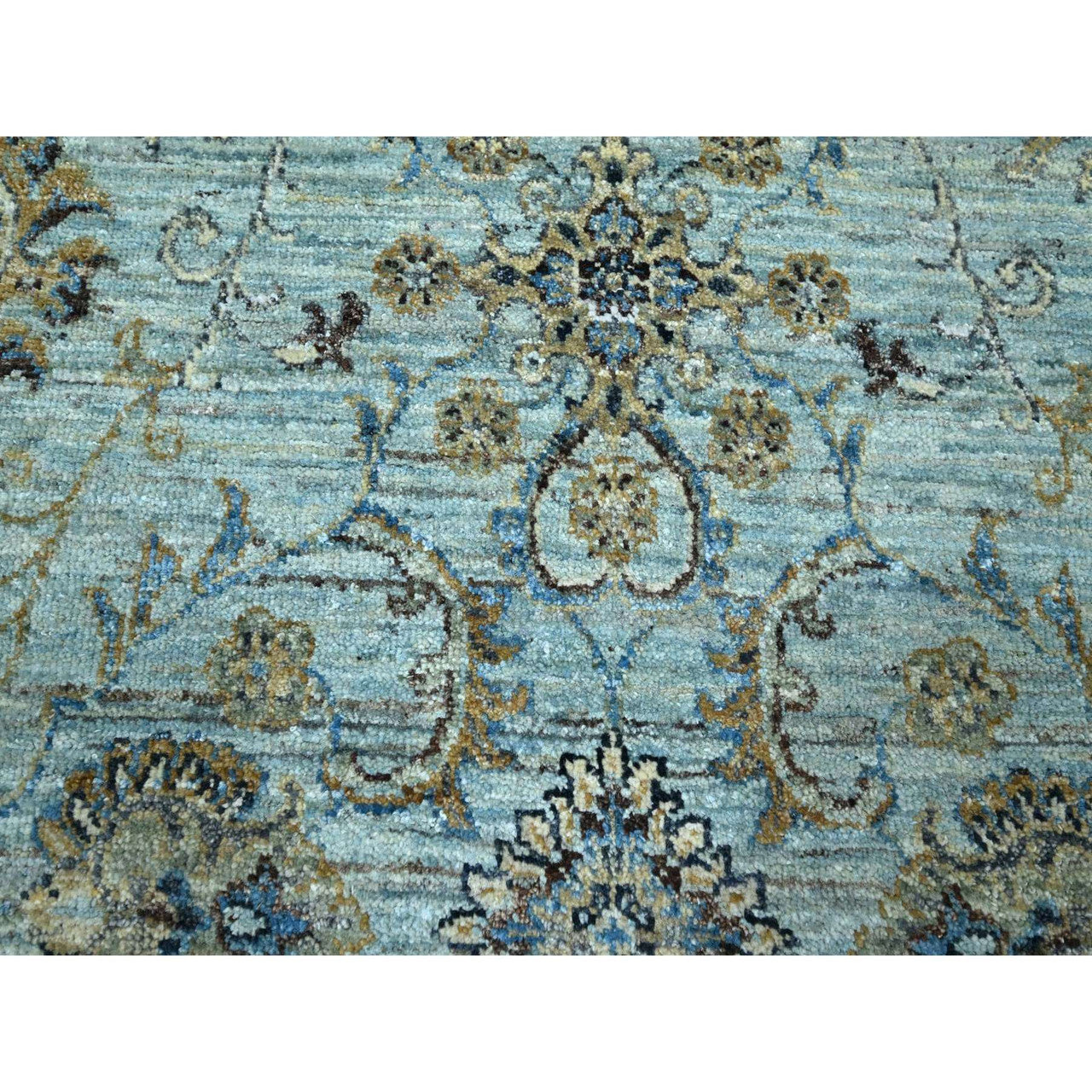 Blue 7'1" x 7'2" Oushak And Peshawar Hand knotted Wool Rug - Sku: O076143