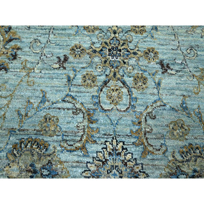 Oushak And Peshawar Wool Hand Knotted Rug Blue 7.1x7.2 -O076143