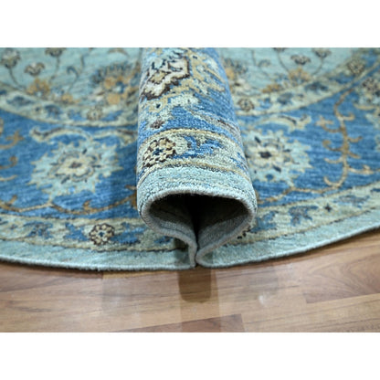 Oushak And Peshawar Wool Hand Knotted Rug Blue 7.1x7.1 -O076144