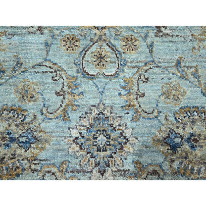 Oushak And Peshawar Wool Hand Knotted Rug Blue 7.1x7.1 -O076144