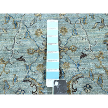 Oushak And Peshawar Wool Hand Knotted Rug Blue 2.7x8.1 -O076145