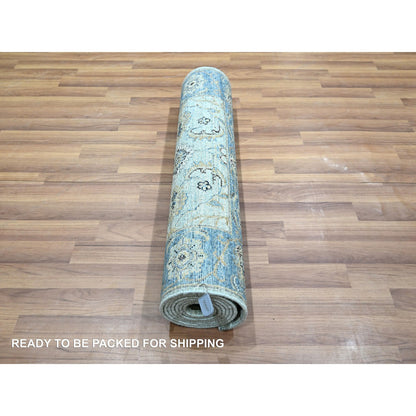Oushak And Peshawar Wool Hand Knotted Rug Blue 2.7x8.1 -O076145