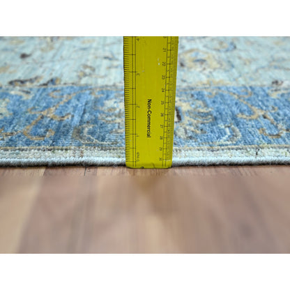 Oushak And Peshawar Wool Hand Knotted Rug Blue 2.7x8.1 -O076145