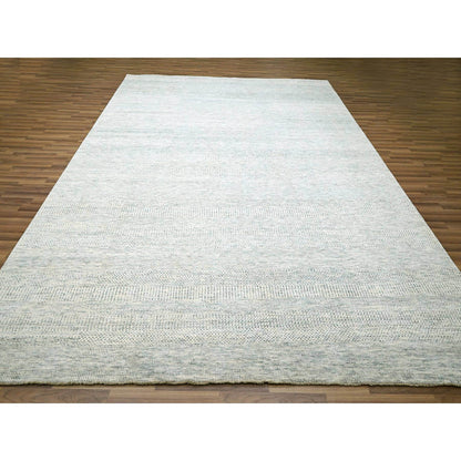 Modern and Contemporary Wool Hand Knotted Rug Ivory 9.1x12.0 -O076146