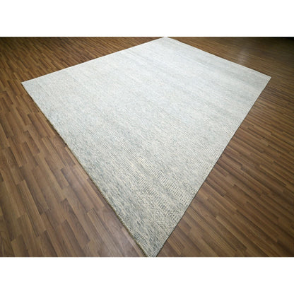 Modern and Contemporary Wool Hand Knotted Rug Ivory 9.1x12.0 -O076146