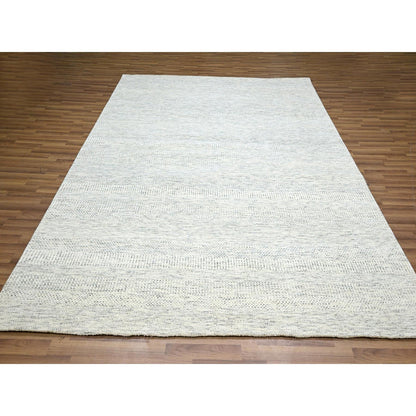 Modern and Contemporary Wool Hand Knotted Rug Ivory 8.2x10.0 -O076147