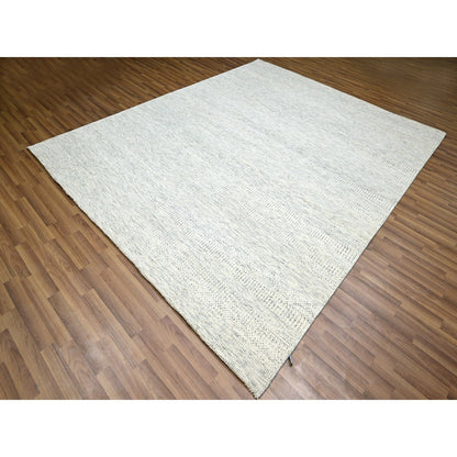 Modern and Contemporary Wool Hand Knotted Rug Ivory 8.2x10.0 -O076147