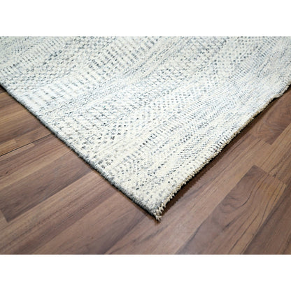 Modern and Contemporary Wool Hand Knotted Rug Ivory 8.2x10.0 -O076147