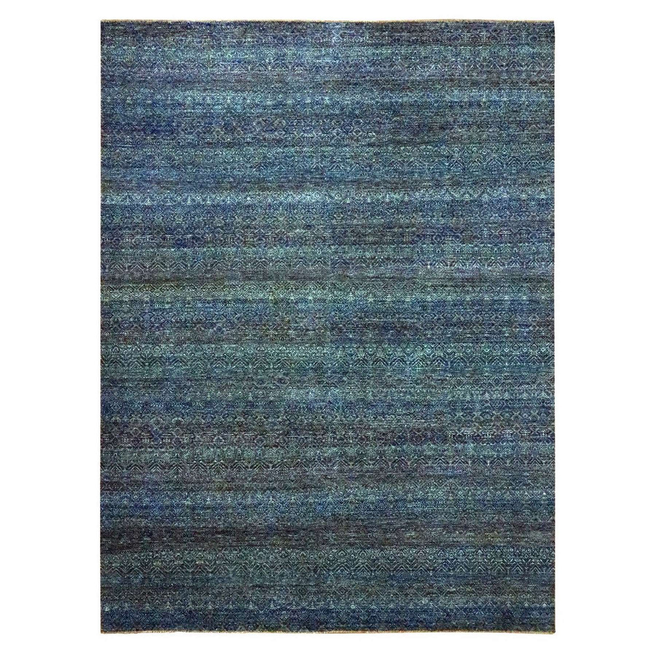 Modern and Contemporary Wool Hand Knotted Rug Blue 9.0x12.1 -O076148