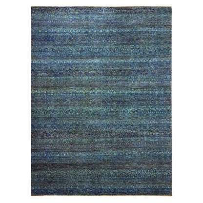Modern and Contemporary Wool Hand Knotted Rug Blue 9.0x12.1 -O076148