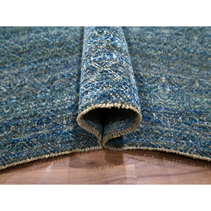 Modern and Contemporary Wool Hand Knotted Rug Blue 9.0x12.1 -O076148