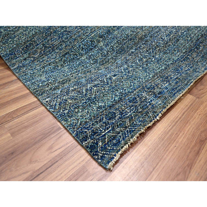 Modern and Contemporary Wool Hand Knotted Rug Blue 9.0x12.1 -O076148