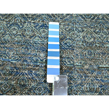 Modern and Contemporary Wool Hand Knotted Rug Blue 9.0x12.1 -O076148