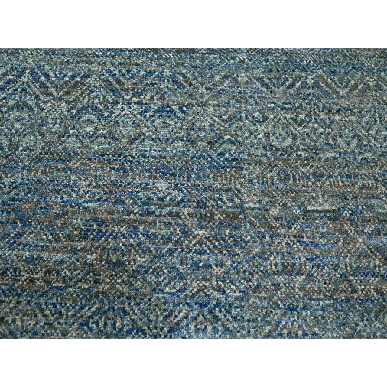 Modern and Contemporary Wool Hand Knotted Rug Blue 9.0x12.1 -O076148