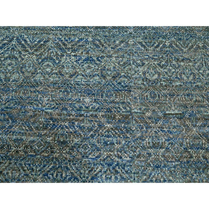 Modern and Contemporary Wool Hand Knotted Rug Blue 9.0x12.1 -O076148