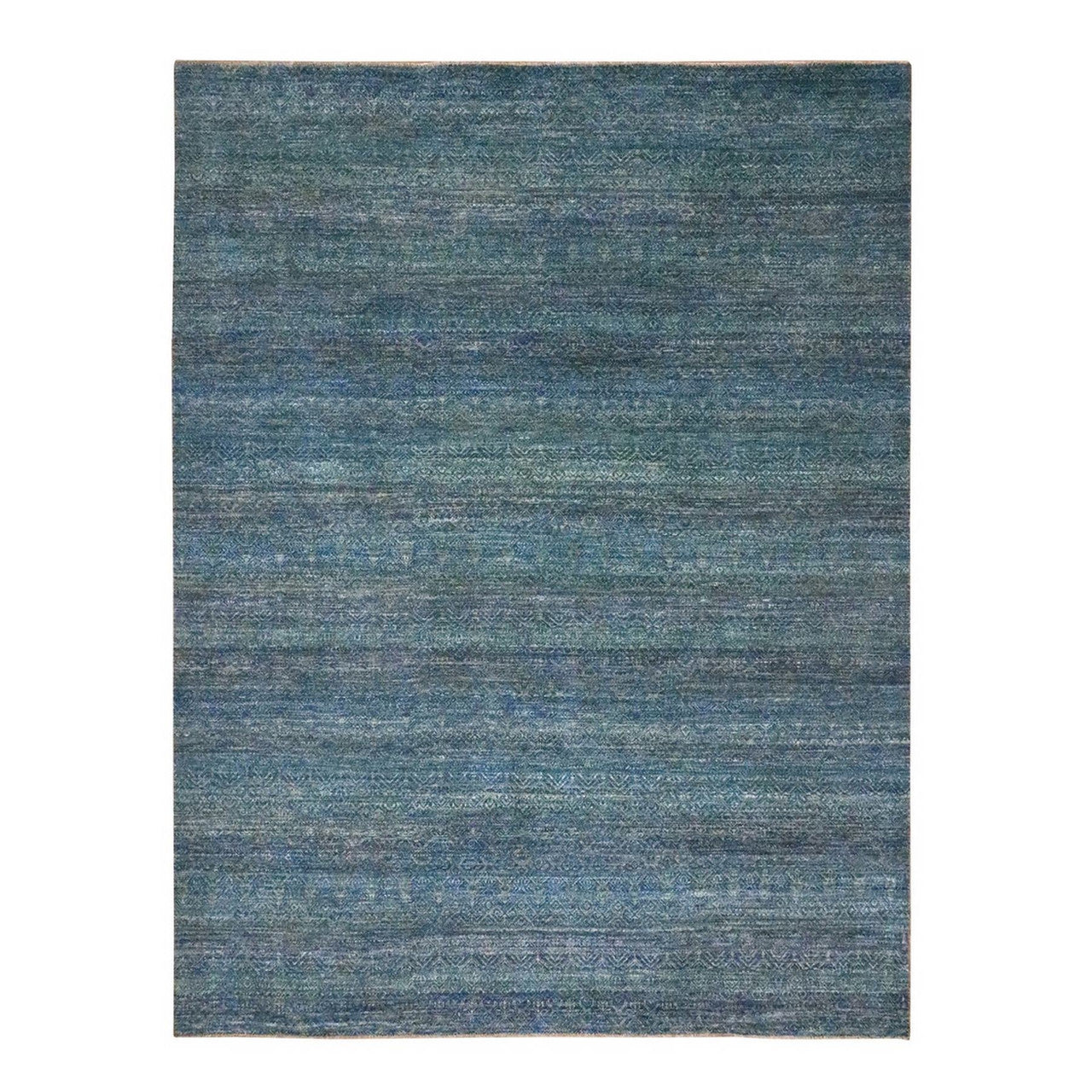 Modern and Contemporary Wool Hand Knotted Rug Blue 9.0x11.10 -O076149