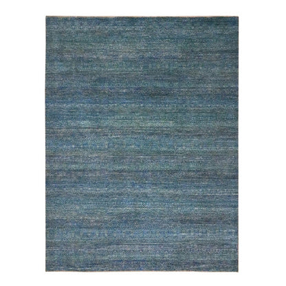 Modern and Contemporary Wool Hand Knotted Rug Blue 9.0x11.10 -O076149
