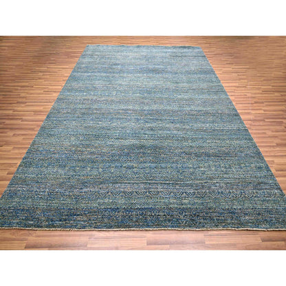 Modern and Contemporary Wool Hand Knotted Rug Blue 9.0x11.10 -O076149