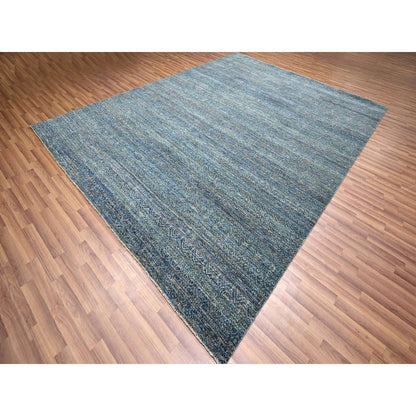 Modern and Contemporary Wool Hand Knotted Rug Blue 9.0x11.10 -O076149