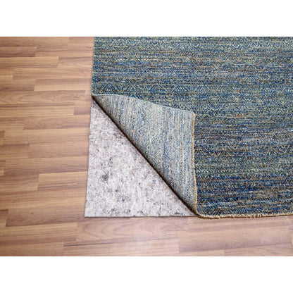 Modern and Contemporary Wool Hand Knotted Rug Blue 9.0x11.10 -O076149