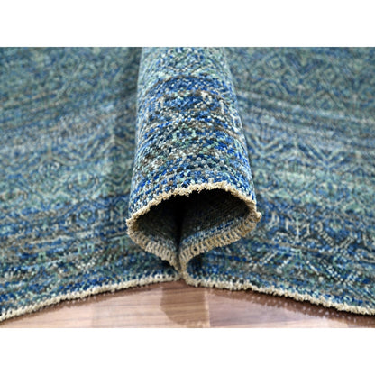 Modern and Contemporary Wool Hand Knotted Rug Blue 9.0x11.10 -O076149