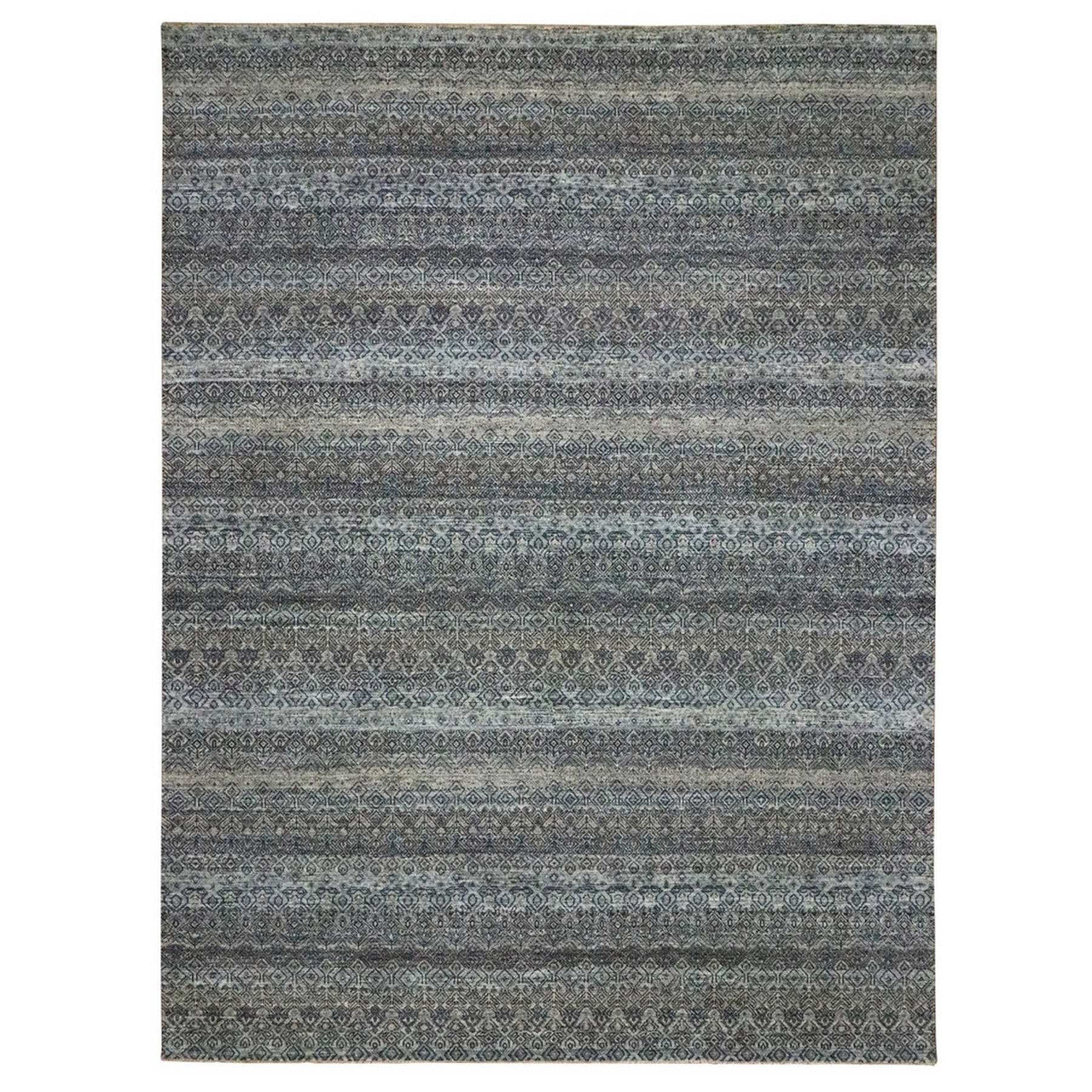 Modern and Contemporary Wool Hand Knotted Rug Grey 9.1x12.1 -O076150