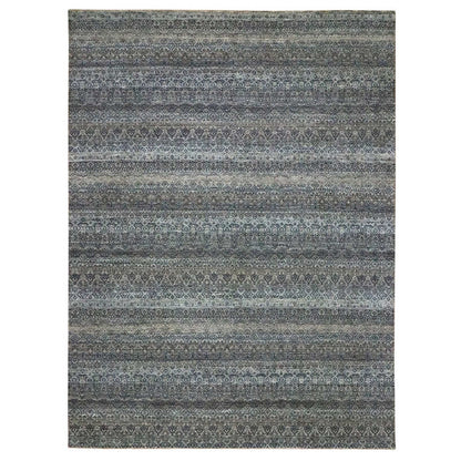 Modern and Contemporary Wool Hand Knotted Rug Grey 9.1x12.1 -O076150