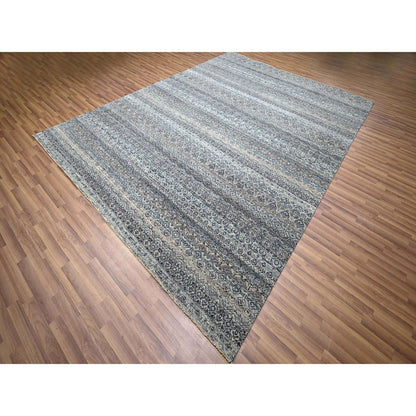 Modern and Contemporary Wool Hand Knotted Rug Grey 9.1x12.1 -O076150