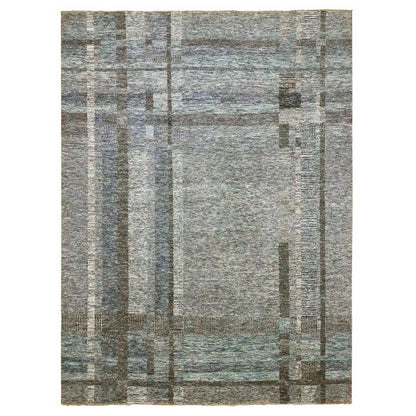Modern and Contemporary Wool Hand Knotted Rug Blue 9.0x12.1 -O076152