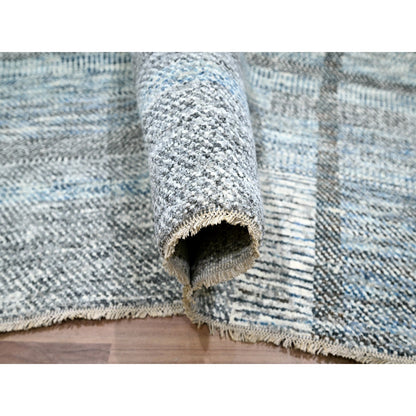 Modern and Contemporary Wool Hand Knotted Rug Blue 9.0x12.1 -O076152
