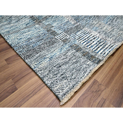 Modern and Contemporary Wool Hand Knotted Rug Blue 9.0x12.1 -O076152