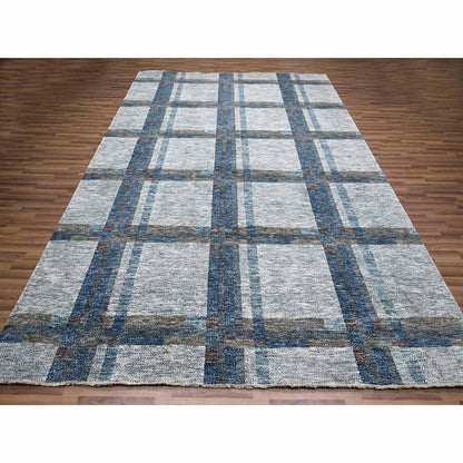 Modern and Contemporary Wool Hand Knotted Rug Ivory 9.0x12.1 -O076153