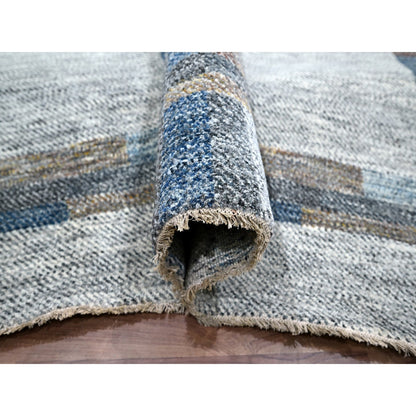 Modern and Contemporary Wool Hand Knotted Rug Ivory 9.0x12.1 -O076153