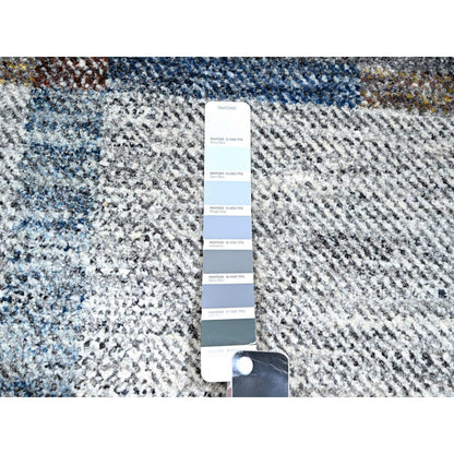 Modern and Contemporary Wool Hand Knotted Rug Ivory 9.0x12.1 -O076153