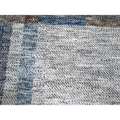 Modern and Contemporary Wool Hand Knotted Rug Ivory 9.0x12.1 -O076153