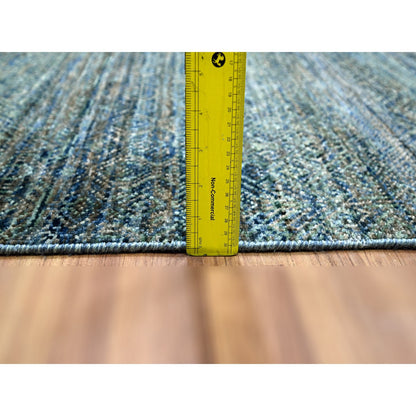 Modern and Contemporary Wool Hand Knotted Rug Blue 3.0x5.0 -O076154