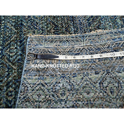 Modern and Contemporary Wool Hand Knotted Rug Blue 3.0x5.0 -O076154