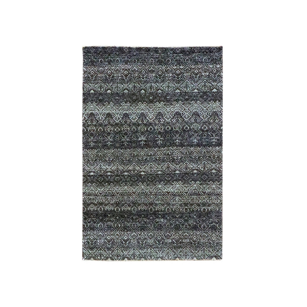 Modern and Contemporary Wool Hand Knotted Rug Grey 3.1x4.11 -O076156
