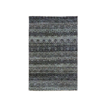 Modern and Contemporary Wool Hand Knotted Rug Grey 3.1x4.11 -O076156