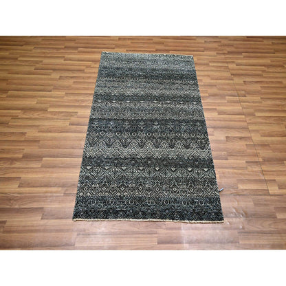 Modern and Contemporary Wool Hand Knotted Rug Grey 3.1x4.11 -O076156